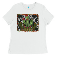 White aztec cowhide cacti Ladies Tee - RanaPortraitStore