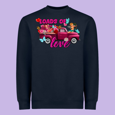 Loads Of Love Valentine's Day Truck Heavyweight Sweatshirt Designed By Fadigitalartstudio