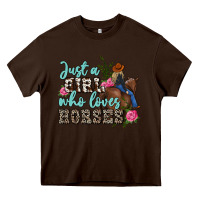 Chocolate Brown just a girl who loves horses Heavy Core Tee - MaliasSmallBusiness