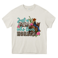 Cream just a girl who loves horses Heavy Core Tee - MaliasSmallBusiness