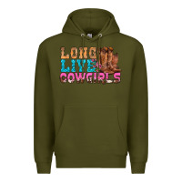 Army Green Western Long Live Cowgirls With Roses Premium Hoodie - BundleAndBundleShop