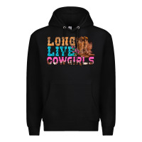Black Western Long Live Cowgirls With Roses Premium Hoodie - BundleAndBundleShop