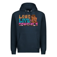 Navy Western Long Live Cowgirls With Roses Premium Hoodie - BundleAndBundleShop