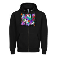 Black halloween ghost and turquoise glitter background Zipper Hoodie - BundleAndBundleShop