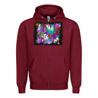 Burgundy halloween ghost and turquoise glitter background Zipper Hoodie - BundleAndBundleShop