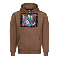 Chestnut halloween ghost and turquoise glitter background Zipper Hoodie - BundleAndBundleShop
