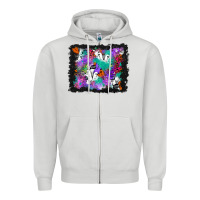Dove Grey halloween ghost and turquoise glitter background Zipper Hoodie - BundleAndBundleShop