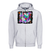 Heather Grey halloween ghost and turquoise glitter background Zipper Hoodie - BundleAndBundleShop
