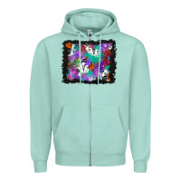 Seafoam halloween ghost and turquoise glitter background Zipper Hoodie - BundleAndBundleShop