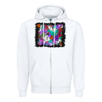 White halloween ghost and turquoise glitter background Zipper Hoodie - BundleAndBundleShop