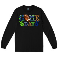 Black Game day green and blue team color Long Sleeve Tee - HowdyJamesFarm