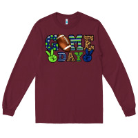 Burgundy Game day green and blue team color Long Sleeve Tee - HowdyJamesFarm