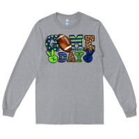 Heather Grey Game day green and blue team color Long Sleeve Tee - HowdyJamesFarm