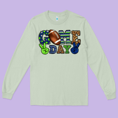 Game Day Green And Blue Team Color Long Sleeve Tee Designed By Howdyjamesfarm