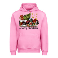 Fuchsia Pink merry christmas gnomes truck Urban Hoodie - BarkalooDesign