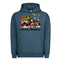 Pigment Midnight Navy merry christmas gnomes truck Urban Hoodie - BarkalooDesign