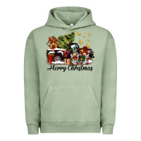 Pigment Oil Green merry christmas gnomes truck Urban Hoodie - BarkalooDesign