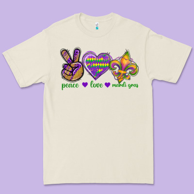 Peace Love Mardi Gras Premium Tee Designed By Bundleandbundleshop