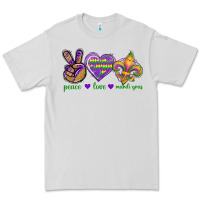 Dove Grey Peace Love Mardi Gras Premium Tee - BundleAndBundleShop