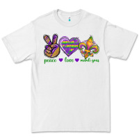 White Peace Love Mardi Gras Premium Tee - BundleAndBundleShop