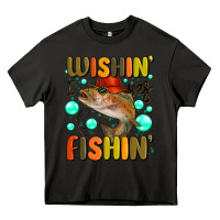 Asphalt wishing i was fishing Heavy Core Tee - MaliasSmallBusiness