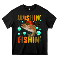 Black wishing i was fishing Heavy Core Tee - MaliasSmallBusiness