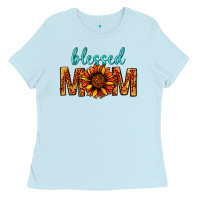 Baby Blue Blessed Mom Ladies Tee - BundleAndBundleShop