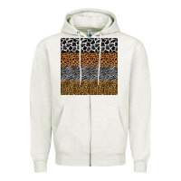 Oatmeal Heather safari animals seamless pattern Zipper Hoodie - BundleAndBundleShop