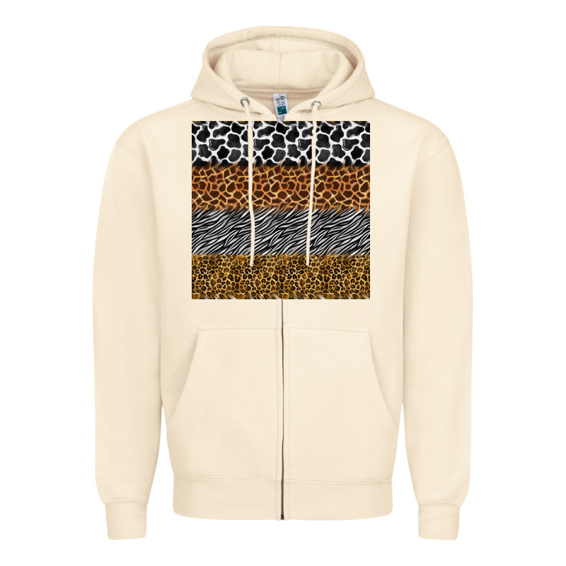 Safari Animals Seamless Pattern Zipper Hoodie by BundleAndBundleShop | Teevron