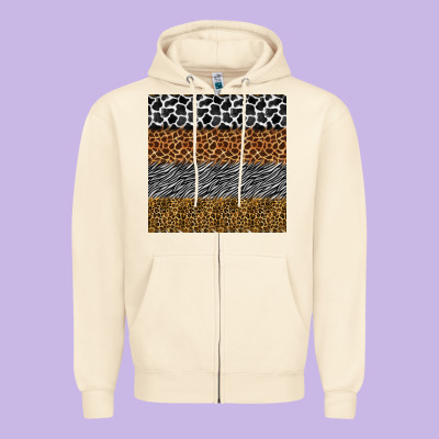 Safari Animals Seamless Pattern Zipper Hoodie Designed By Bundleandbundleshop