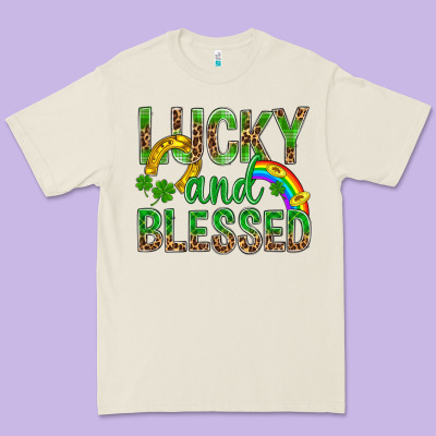 Lucky And Blessed St Patricks Premium Tee Designed By Bundleandbundleshop