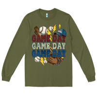 Army Green Game Day lightning bolt Baseball Long Sleeve Tee - HowdyJamesFarm