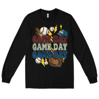 Black Game Day lightning bolt Baseball Long Sleeve Tee - HowdyJamesFarm
