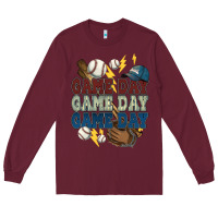 Burgundy Game Day lightning bolt Baseball Long Sleeve Tee - HowdyJamesFarm