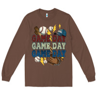 Chestnut Game Day lightning bolt Baseball Long Sleeve Tee - HowdyJamesFarm