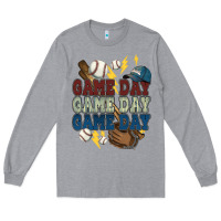 Heather Grey Game Day lightning bolt Baseball Long Sleeve Tee - HowdyJamesFarm
