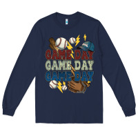 Navy Game Day lightning bolt Baseball Long Sleeve Tee - HowdyJamesFarm