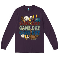 Plum Game Day lightning bolt Baseball Long Sleeve Tee - HowdyJamesFarm