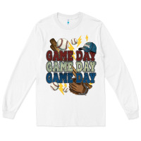 White Game Day lightning bolt Baseball Long Sleeve Tee - HowdyJamesFarm