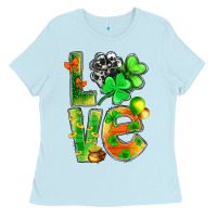 Baby Blue St.Patrick Love With Clover Ladies Tee - BundleAndBundleShop