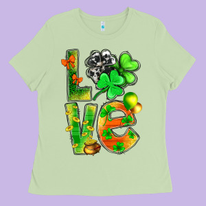 St.patrick Love With Clover Ladies Tee Designed By Bundleandbundleshop
