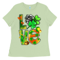Matcha St.Patrick Love With Clover Ladies Tee - BundleAndBundleShop