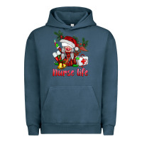 Pigment Midnight Navy christmas nurse life gnome Urban Hoodie - BarkalooDesign