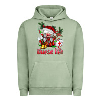 Pigment Oil Green christmas nurse life gnome Urban Hoodie - BarkalooDesign