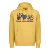 Antique Gold Peace Love Hotdog Premium Hoodie - BundleAndBundleShop