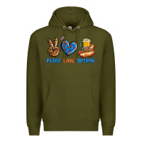 Army Green Peace Love Hotdog Premium Hoodie - BundleAndBundleShop