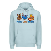 Blue Mist Peace Love Hotdog Premium Hoodie - BundleAndBundleShop