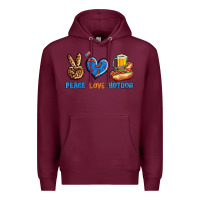 Burgundy Peace Love Hotdog Premium Hoodie - BundleAndBundleShop