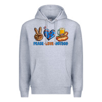 Heather Grey Peace Love Hotdog Premium Hoodie - BundleAndBundleShop