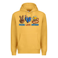 Mustard Peace Love Hotdog Premium Hoodie - BundleAndBundleShop